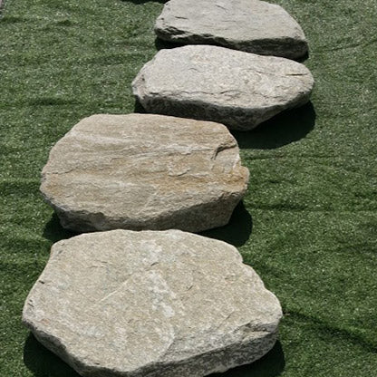 Mixed natural stepping stones forming a garden path
